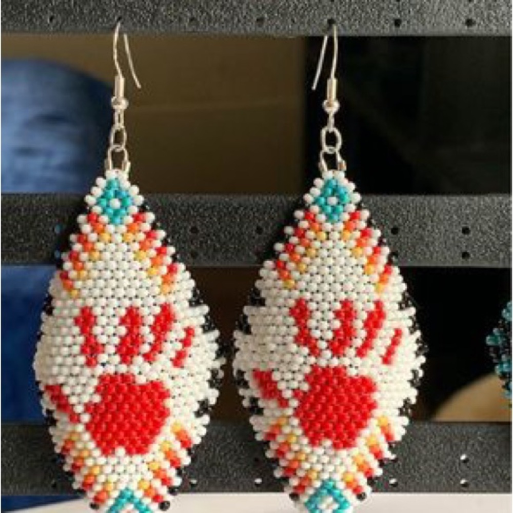 NWOT Handmade MMIW Seed Bead Earrings - 2 colors - Picture 2 of 3
